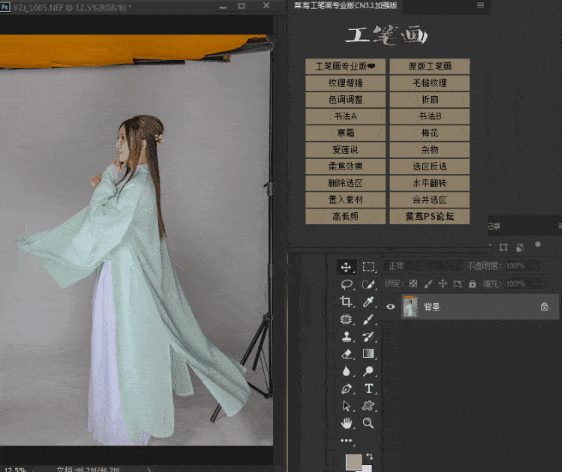 PS扩展面板 菜茑工笔画3.1增强版 附教程及工笔画素材