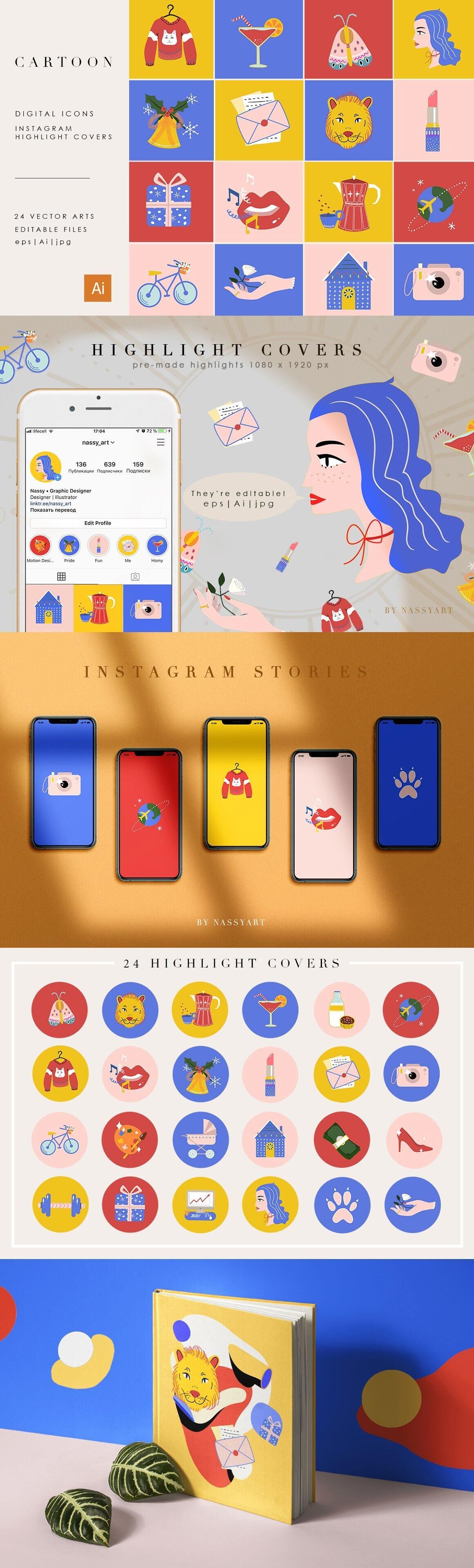 国外卡通抽象手绘艺术图标插画