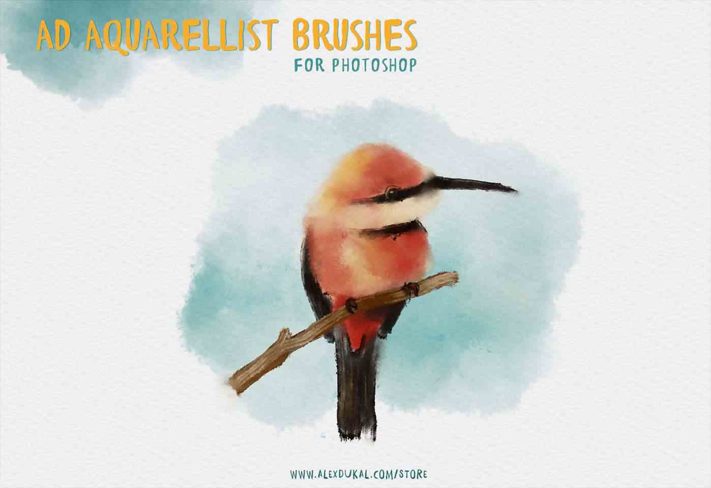 一套水墨彩色水画风格PS笔刷