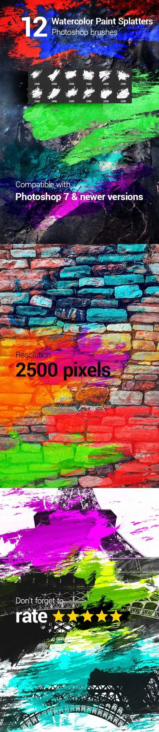 水彩颜料喷溅PS笔刷