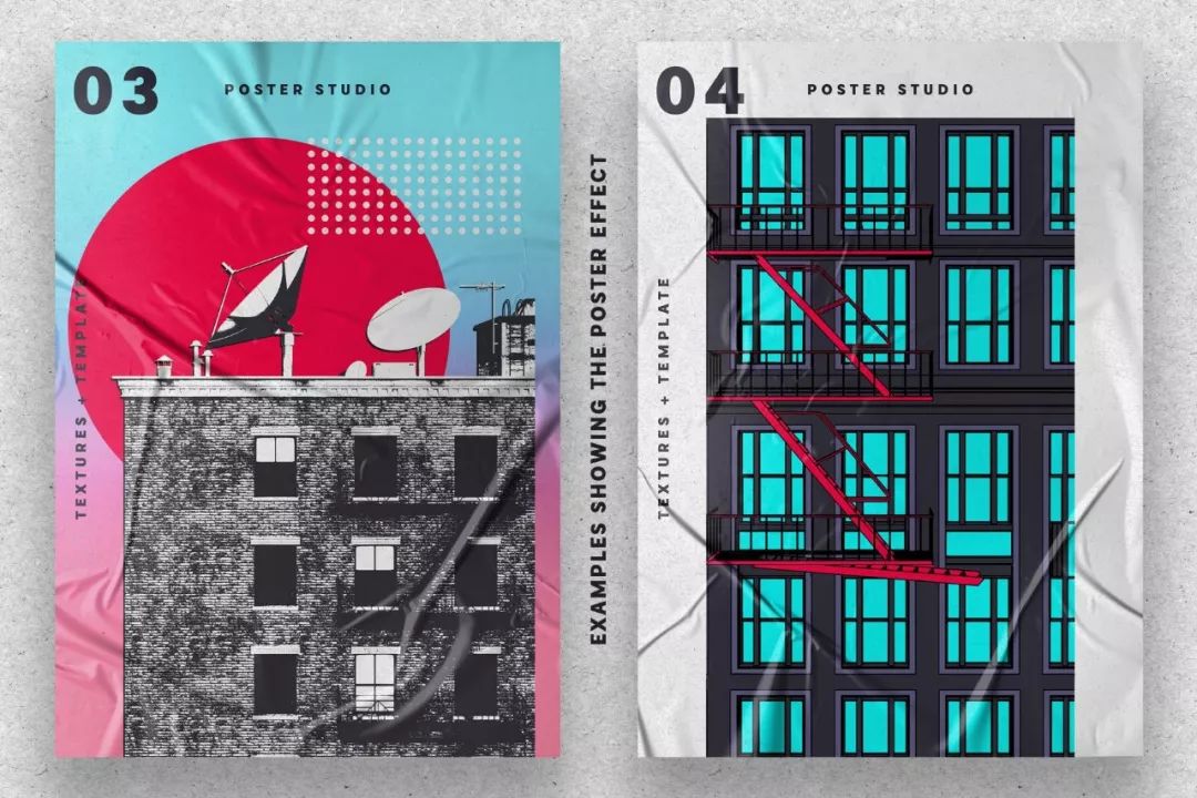 海报张贴褶皱效果图样式背景PS笔刷