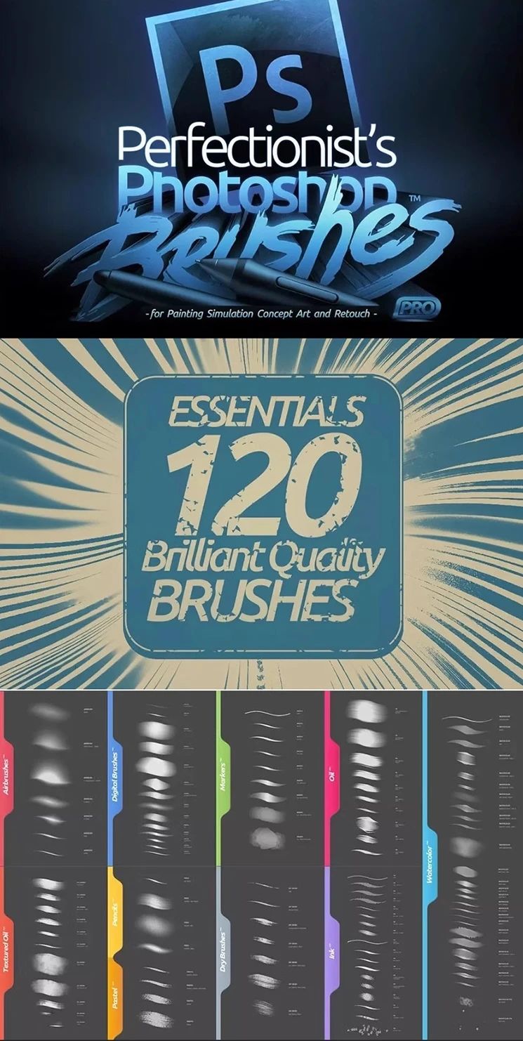 涂抹橡皮擦手绘插画水彩水磨PS笔刷预设