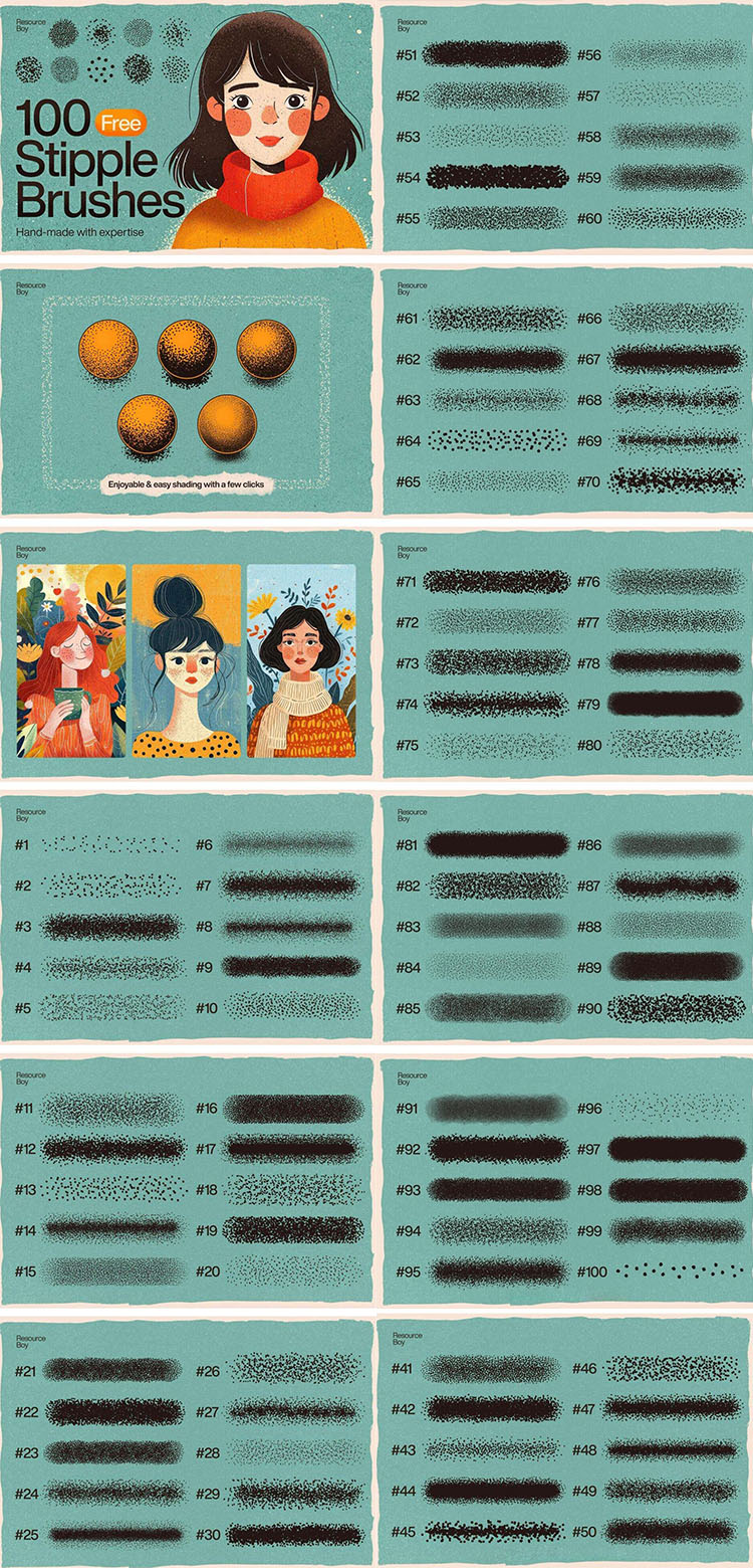 点点素描噪点着色PS笔刷