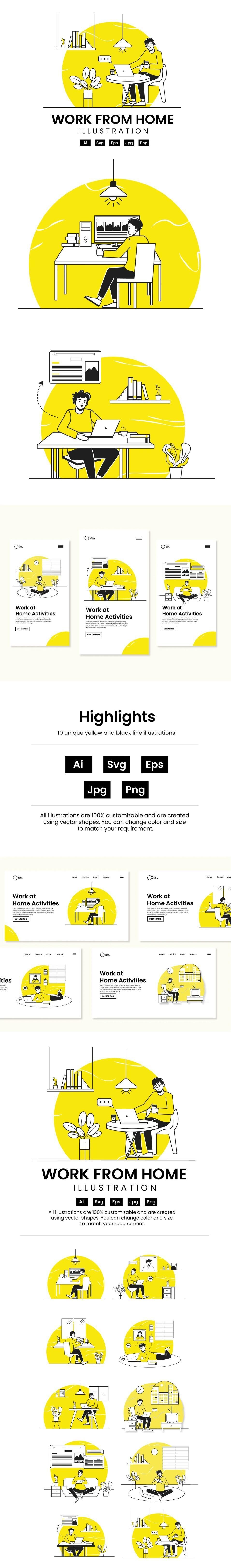 居家办公商业插图人物插画AI矢量素材