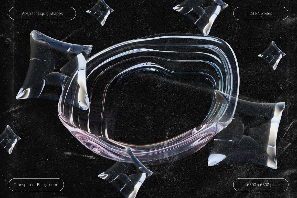 透明水晶玻璃3D液体气泡水滴抽象PNG免抠图素材