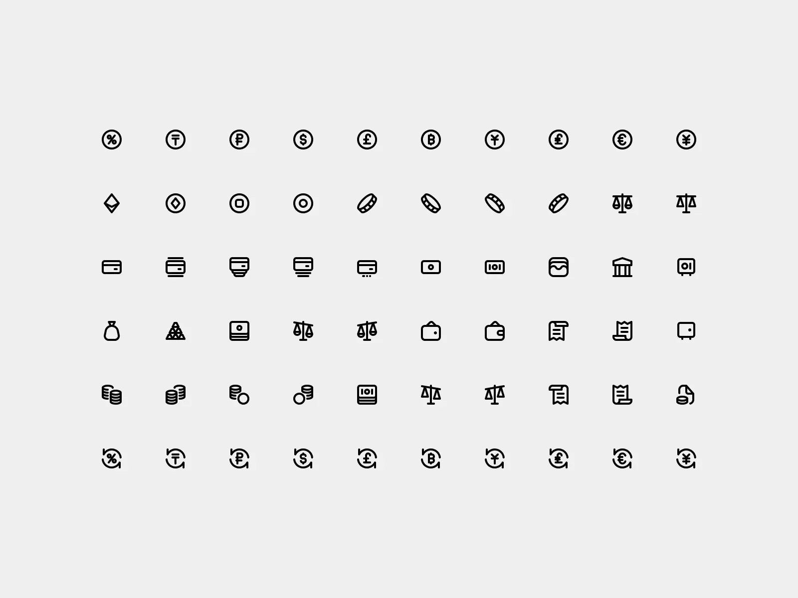 精美线稿金融虚拟货币交付兑换主题UI小图标矢量多种格式
