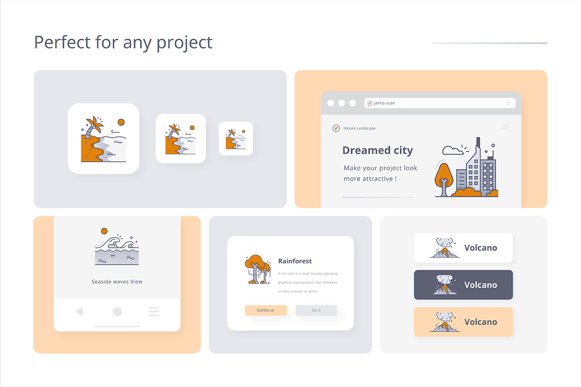 精美手绘自然风景图标矢量图片PNG等多种格式