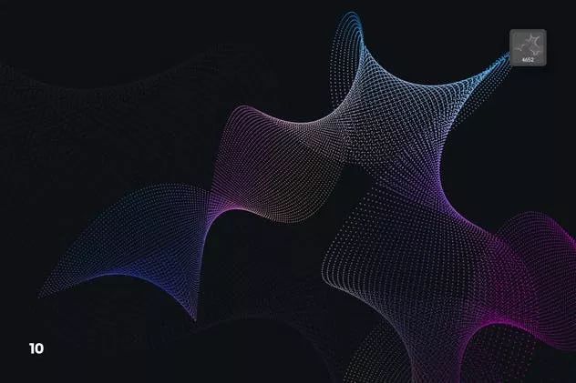 抽象梦幻线条虚线波浪漩涡PS笔刷