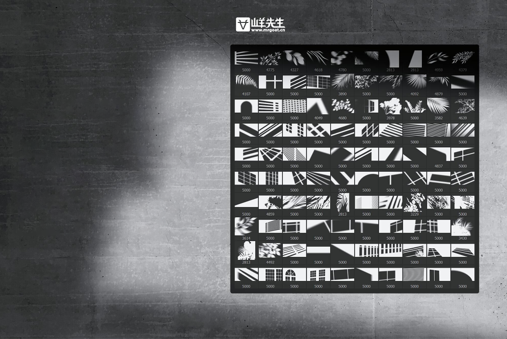 Photoshop窗户舞台阴影投影笔刷PS笔刷