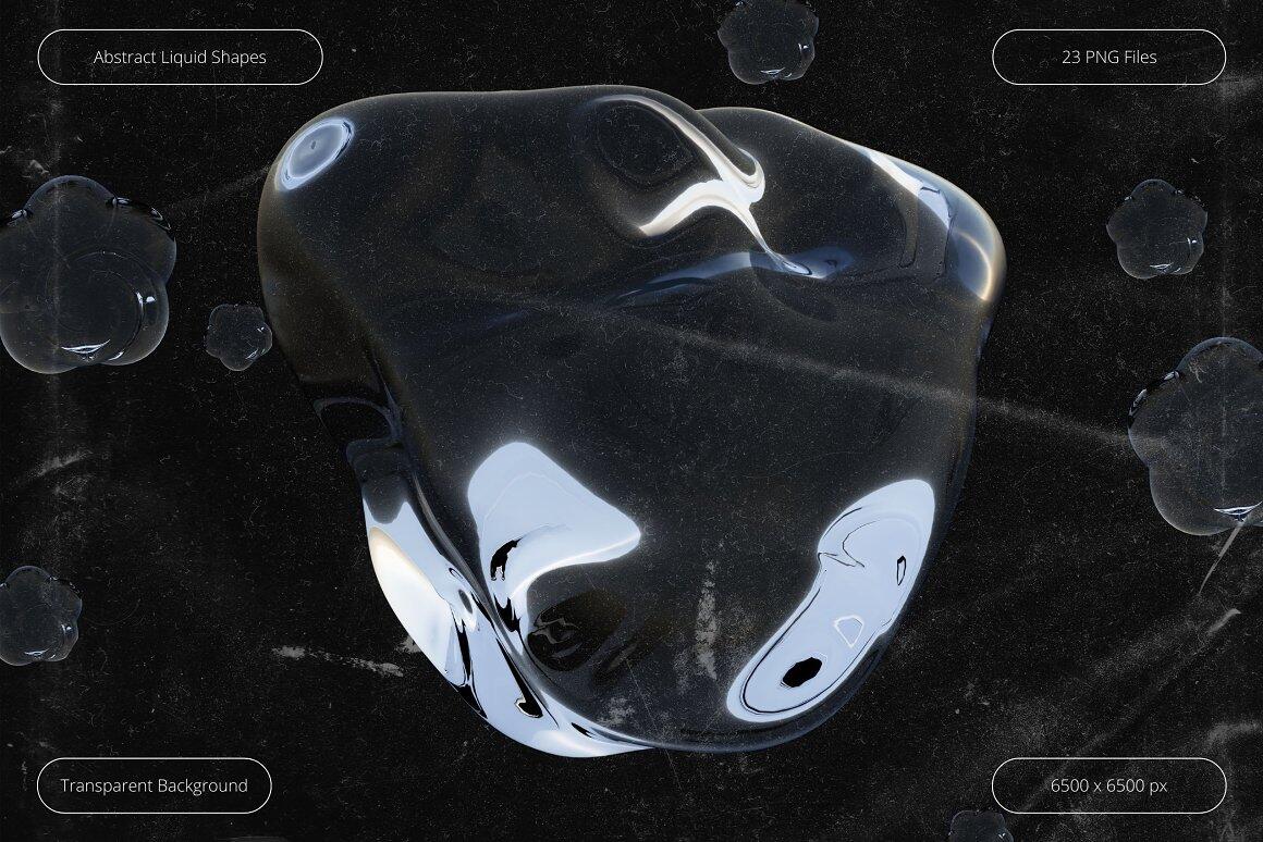 透明水晶玻璃3D液体气泡水滴抽象PNG免抠图素材