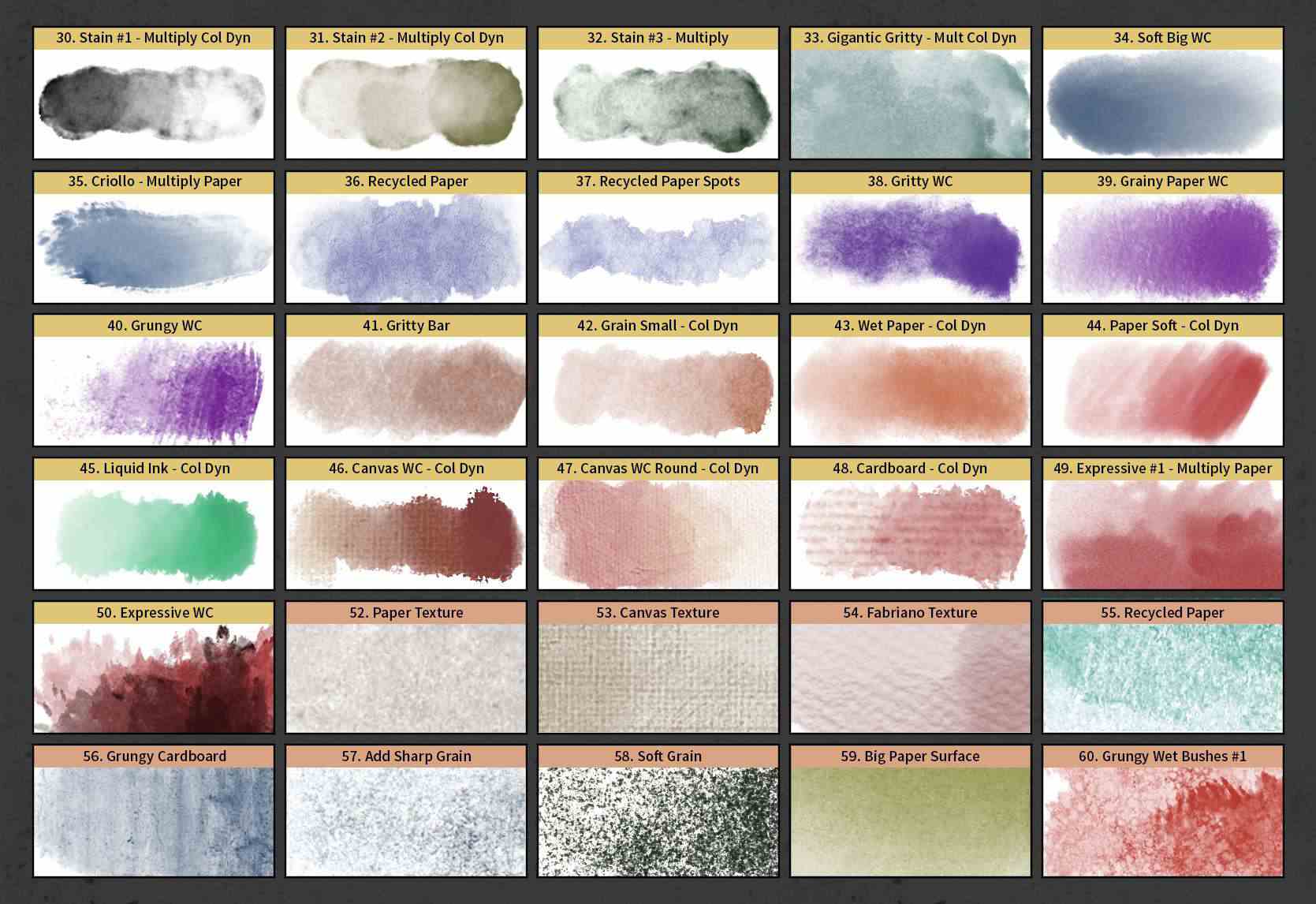 一套水墨彩色水画风格PS笔刷