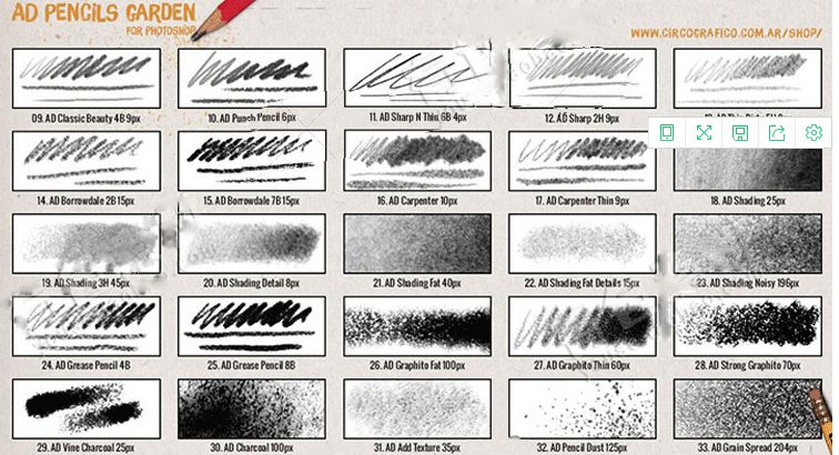 铅笔炭笔木炭PS笔刷