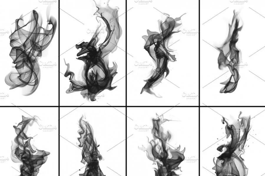 烟火雾水墨风格效果Photoshop笔刷