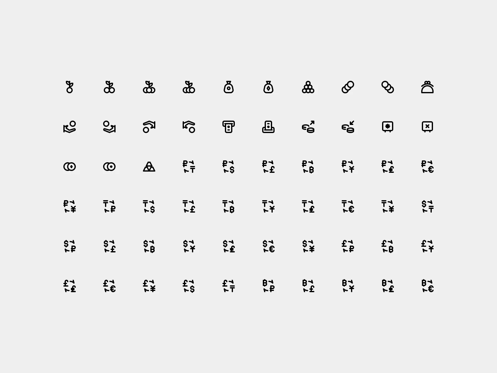 精美线稿金融虚拟货币交付兑换主题UI小图标矢量多种格式