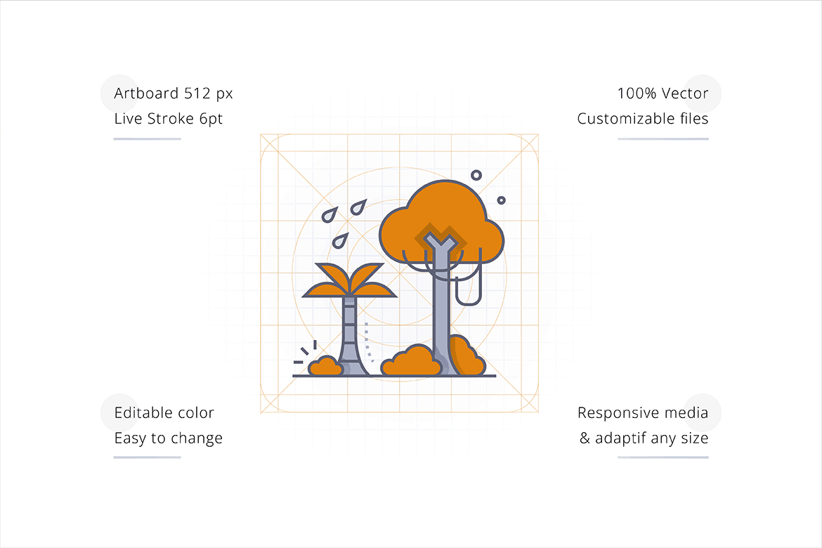 精美手绘自然风景图标矢量图片PNG等多种格式