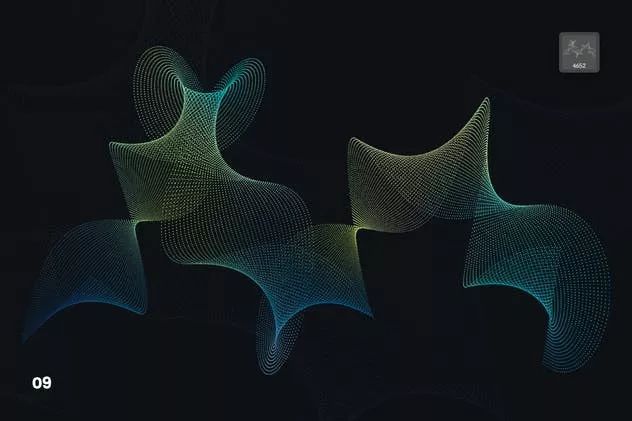 抽象梦幻线条虚线波浪漩涡PS笔刷