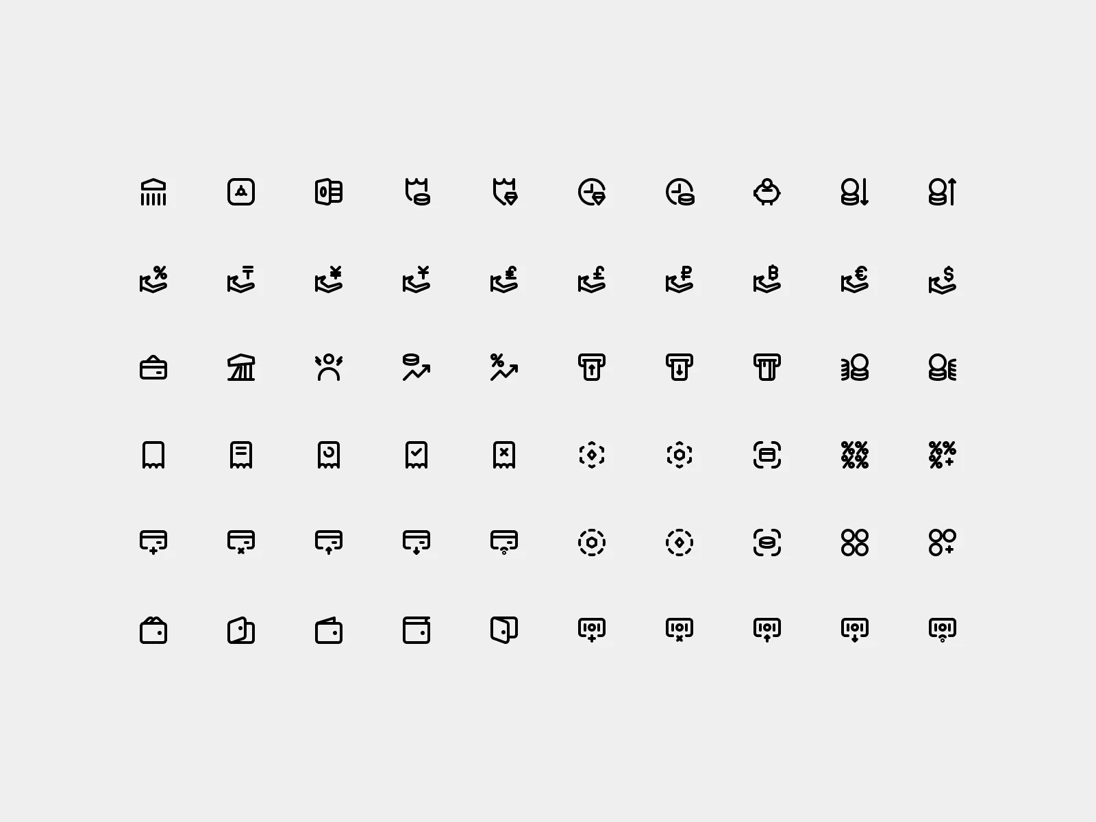 精美线稿金融虚拟货币交付兑换主题UI小图标矢量多种格式