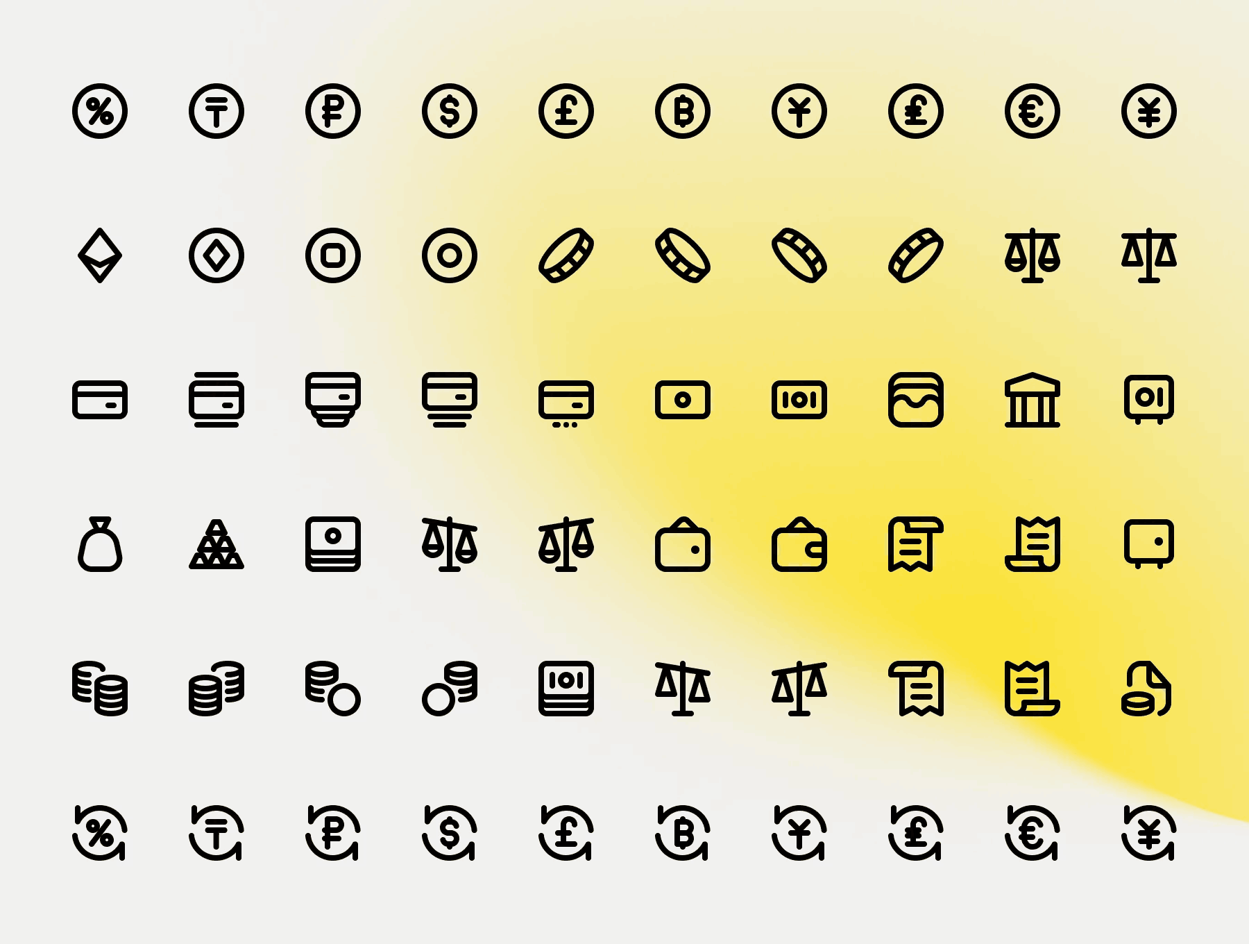 精美线稿金融虚拟货币交付兑换主题UI小图标矢量多种格式