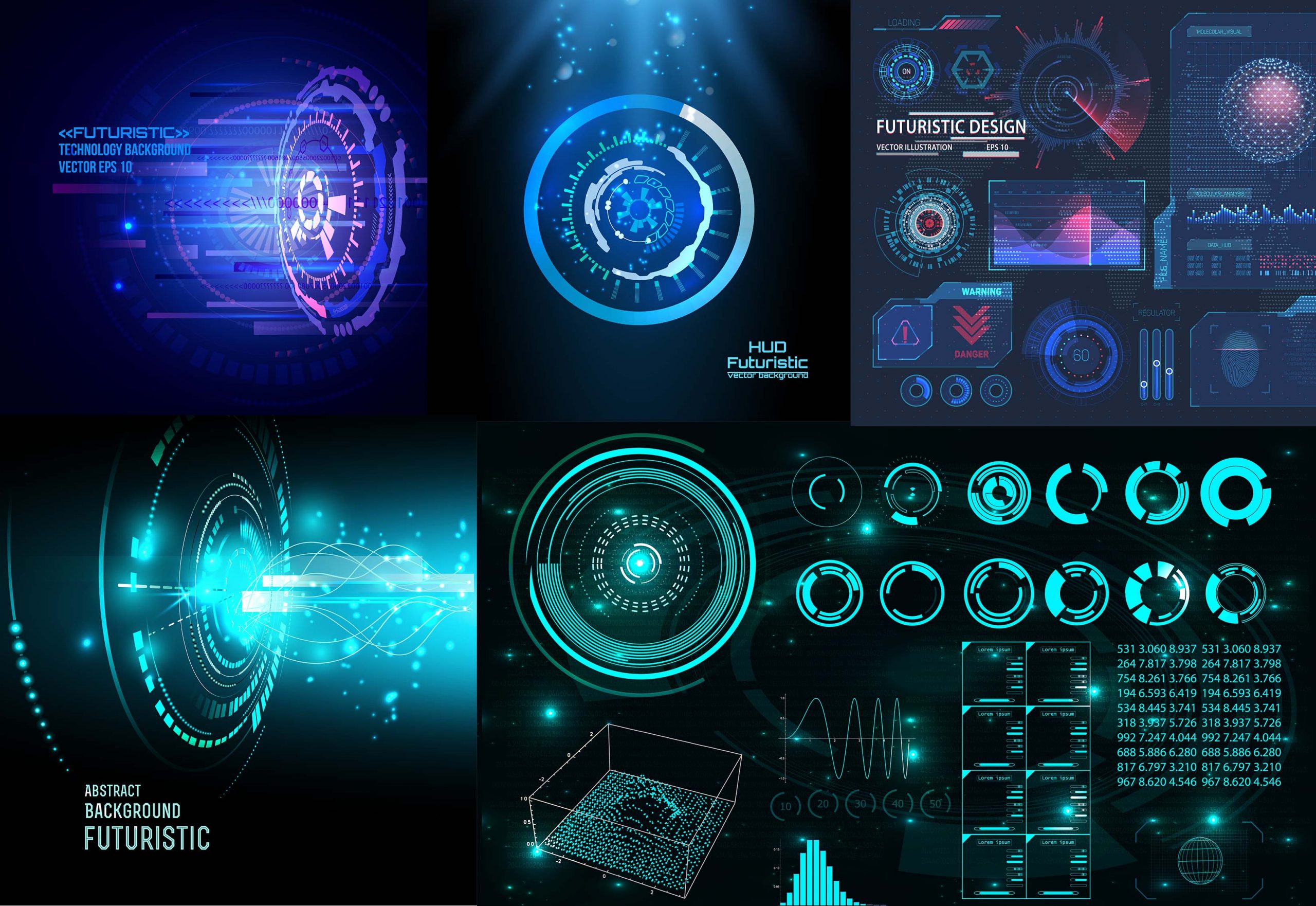 魔法阵全息未来科技界面HUD矢量图Ai源文件