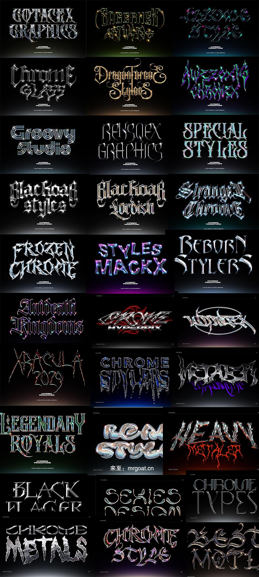 潮流科幻未来3D金属哥特酸性字体PSD模板