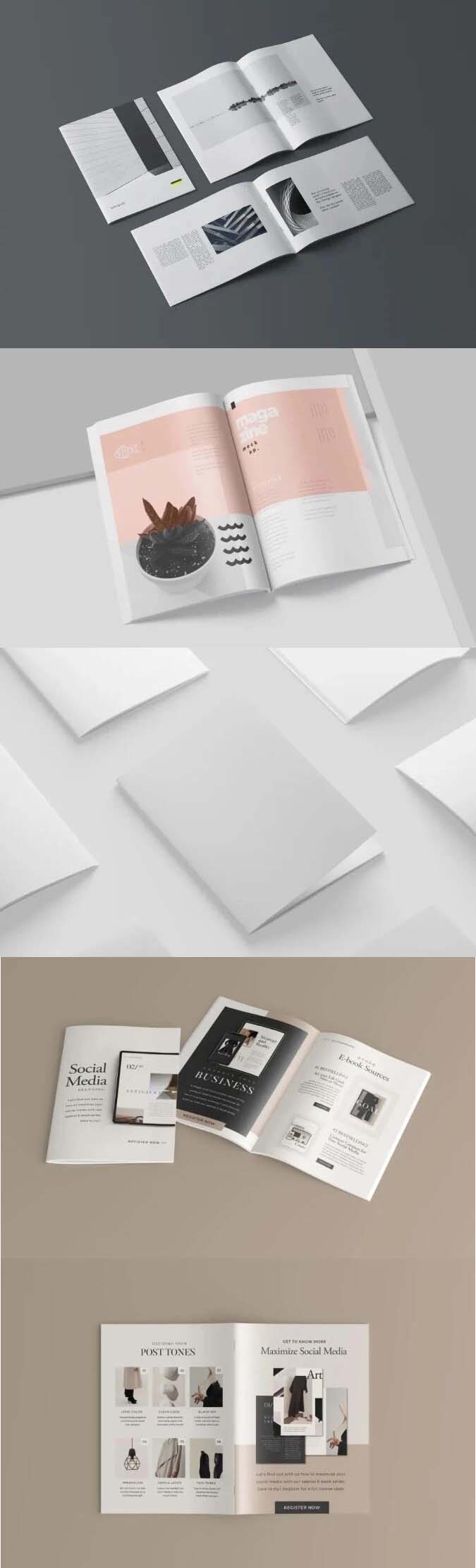 高级高端简约画册贴图样机PSD模板