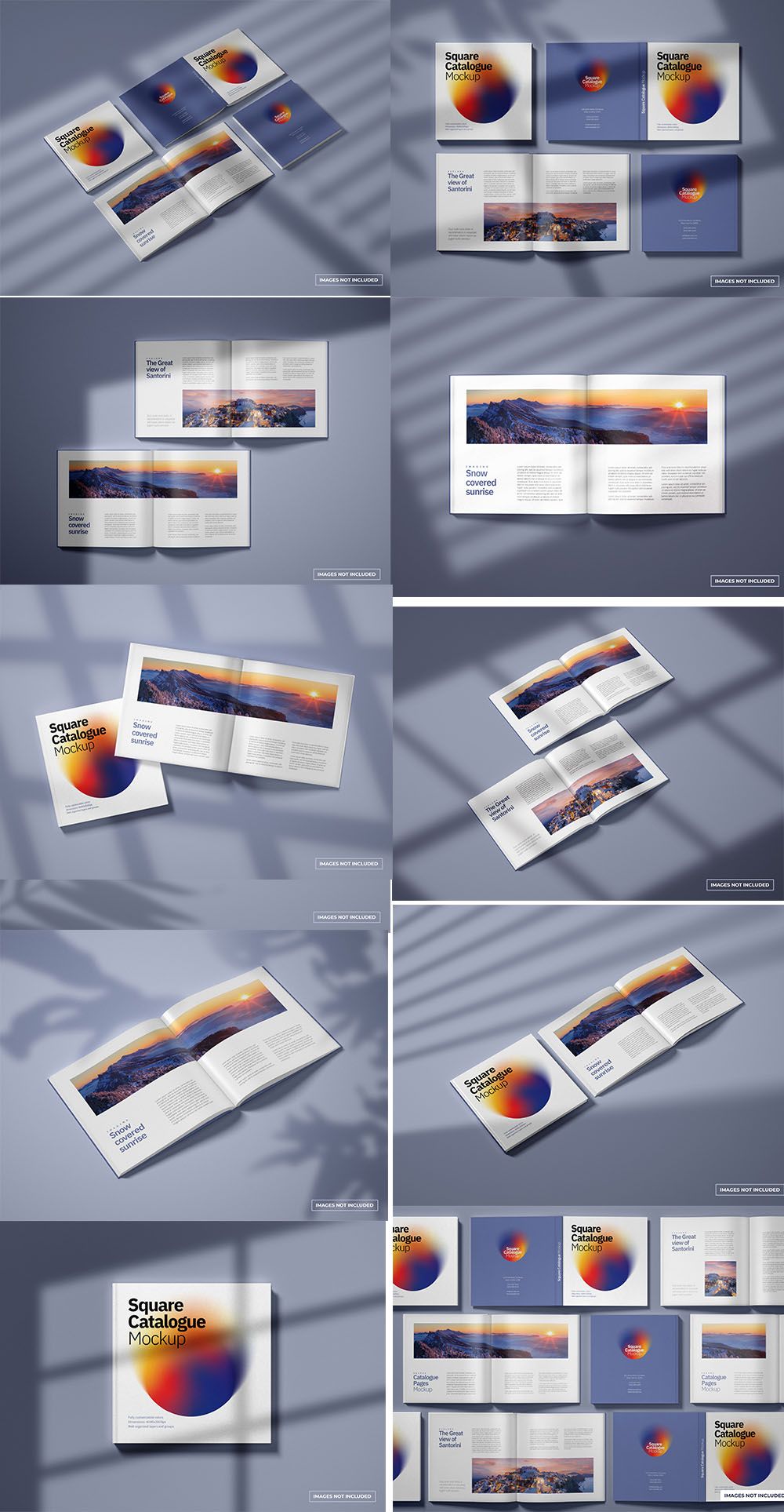 大气光影质感方形画册贴图样机PSD模板