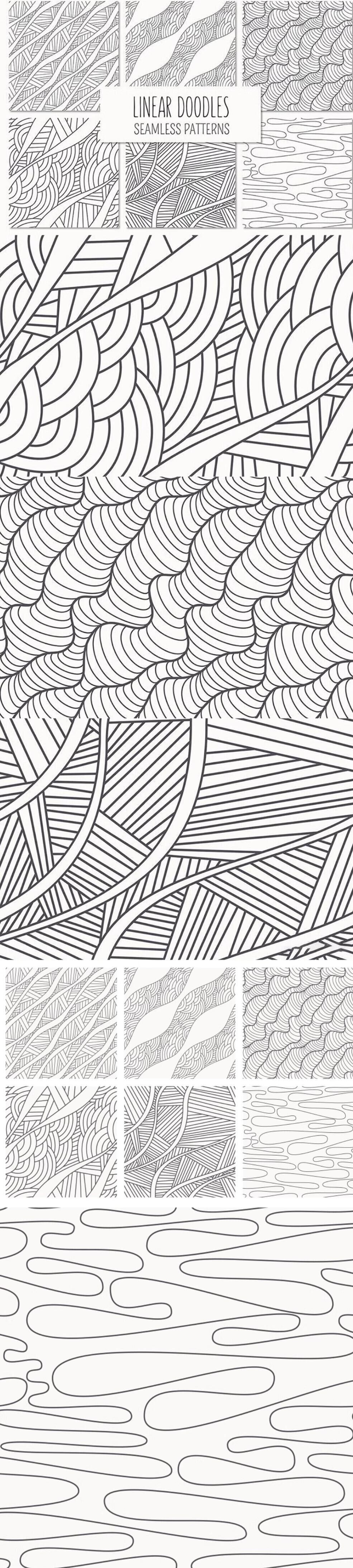 时尚线条涂鸦无缝拼接纹理底纹花纹背景矢量