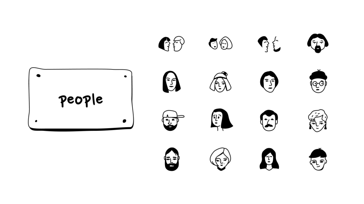 不规则卡通手绘人物头像插画矢量设计素材