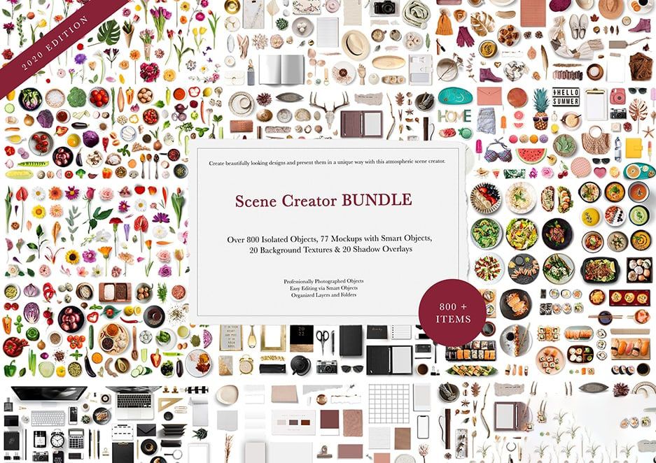 大气生活美食食材果蔬花卉电器预制模型场景PS模板贴图样机