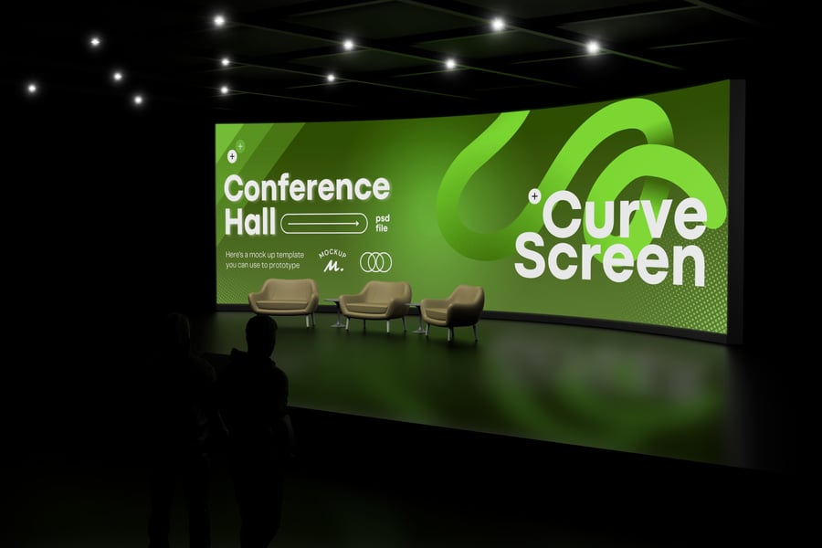 暗灯大屏会议演讲曲线屏幕贴图样机