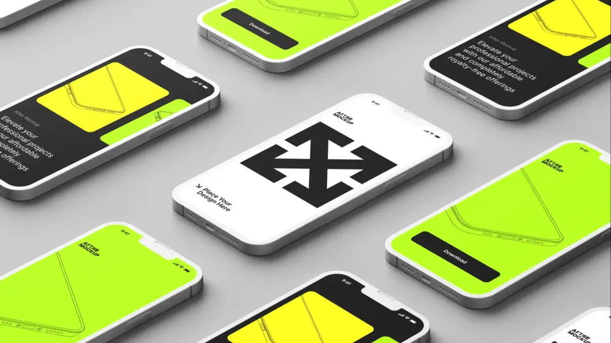 苹果手机iPhone 14手机贴图样机PSD模板