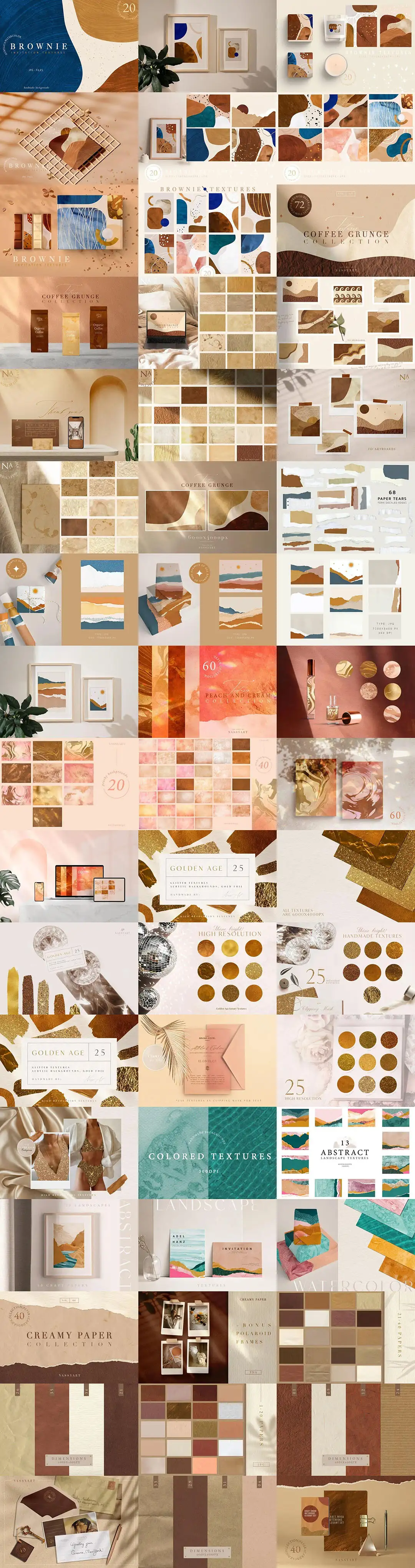 7组风格抽象水彩撕裂纸张纹理背景图