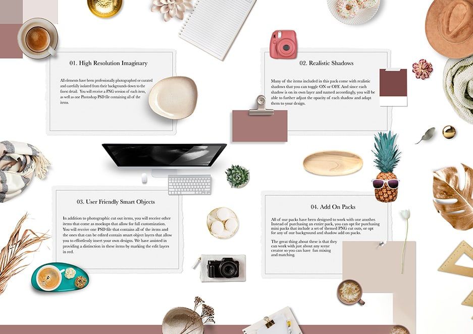 大气生活美食食材果蔬花卉电器预制模型场景PS模板贴图样机