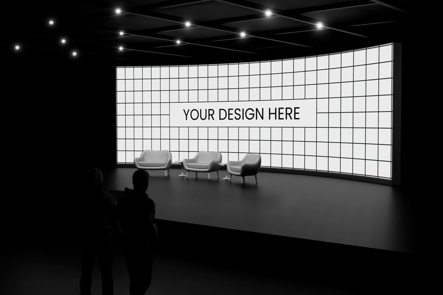 暗灯大屏会议演讲曲线屏幕贴图样机