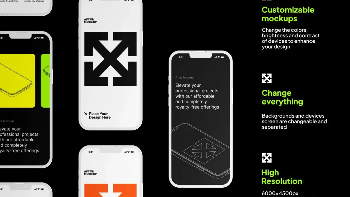 苹果手机iPhone 14手机贴图样机PSD模板