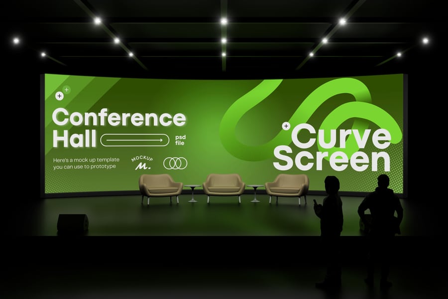 暗灯大屏会议演讲曲线屏幕贴图样机