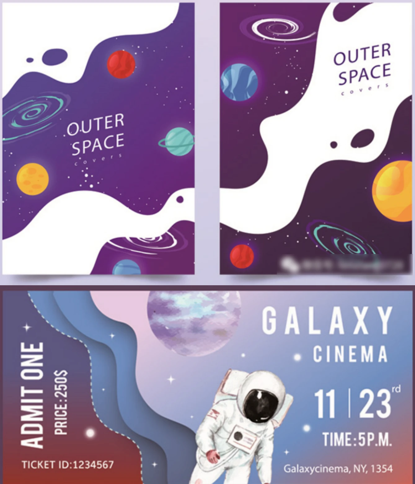 宇宙太空星空宇航员火箭星球插画banner海报PSD模板AI矢量