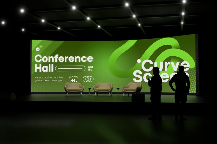 暗灯大屏会议演讲曲线屏幕贴图样机