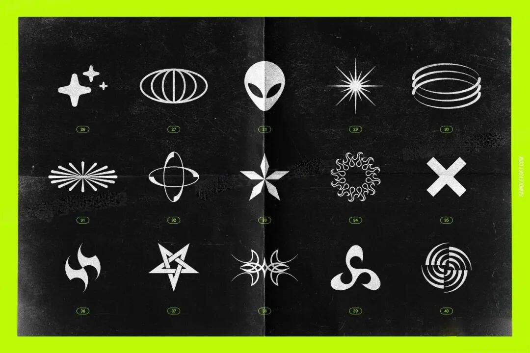 金属亮泽酸性镀铬抽象形状图案设计元素