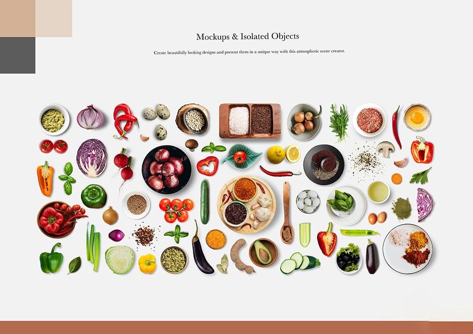 大气生活美食食材果蔬花卉电器预制模型场景PS模板贴图样机