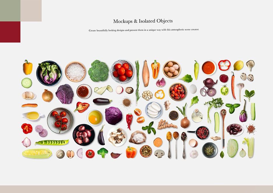 大气生活美食食材果蔬花卉电器预制模型场景PS模板贴图样机