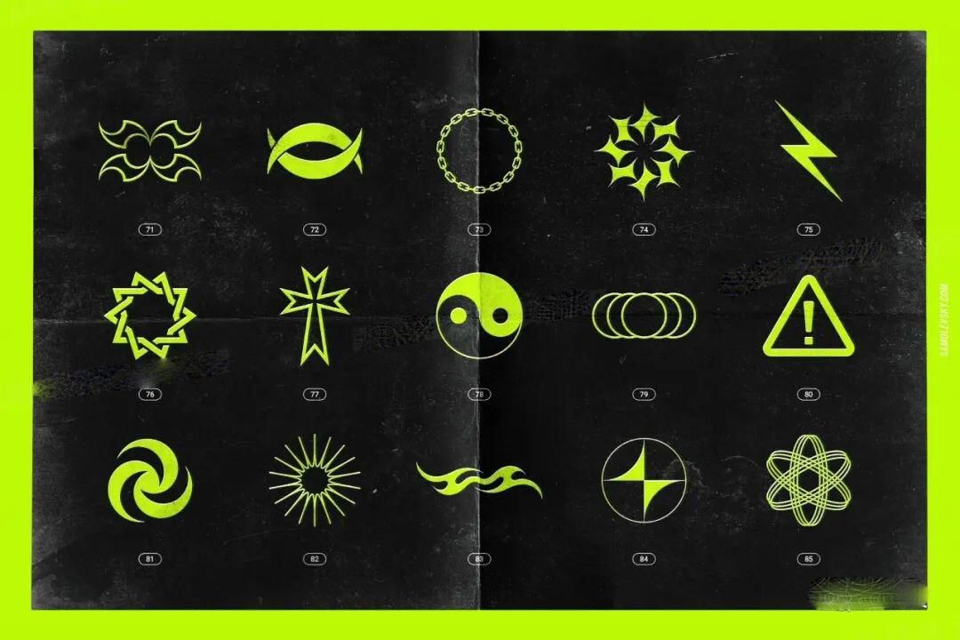 金属亮泽酸性镀铬抽象形状图案设计元素