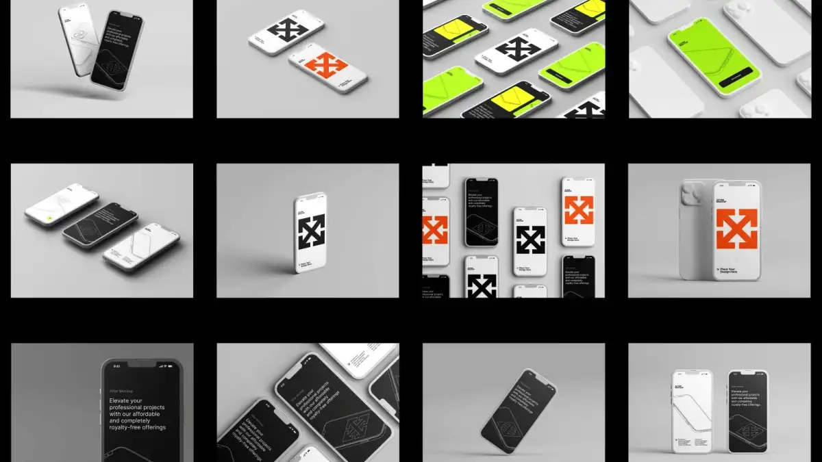 苹果手机iPhone 14手机贴图样机PSD模板