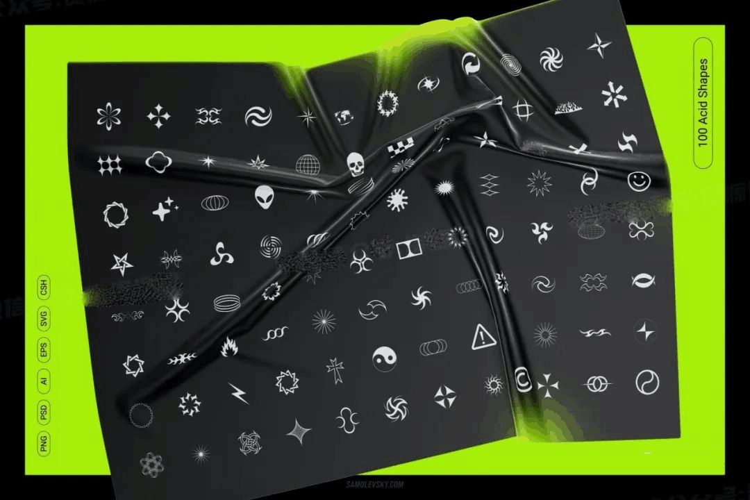 金属亮泽酸性镀铬抽象形状图案设计元素