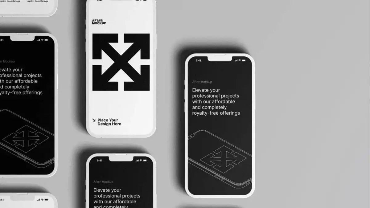 苹果手机iPhone 14手机贴图样机PSD模板