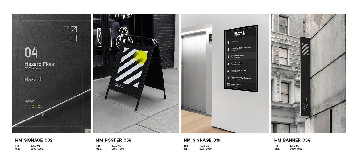 极简城市名片海报广告牌墙面广告手机笔记本电脑横幅标牌徽标帆布袋导视多合一VI品牌视觉展示PSD样机