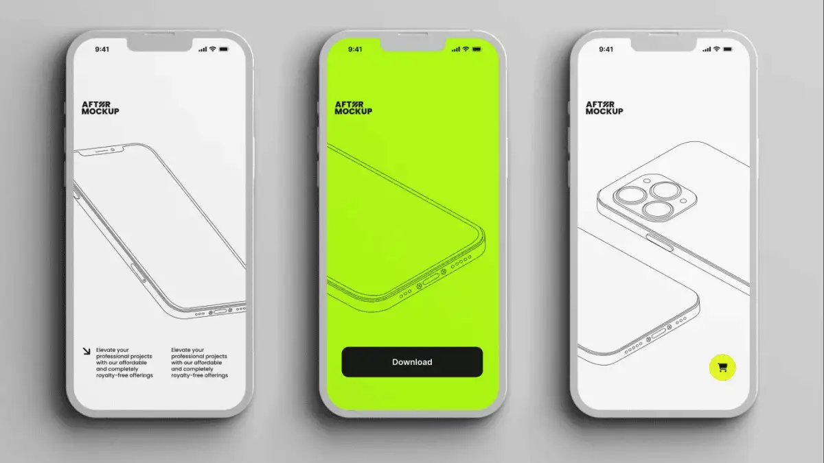 苹果手机iPhone 14手机贴图样机PSD模板