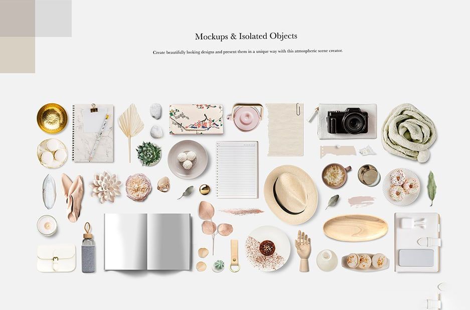 大气生活美食食材果蔬花卉电器预制模型场景PS模板贴图样机