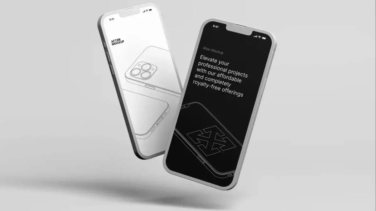 苹果手机iPhone 14手机贴图样机PSD模板