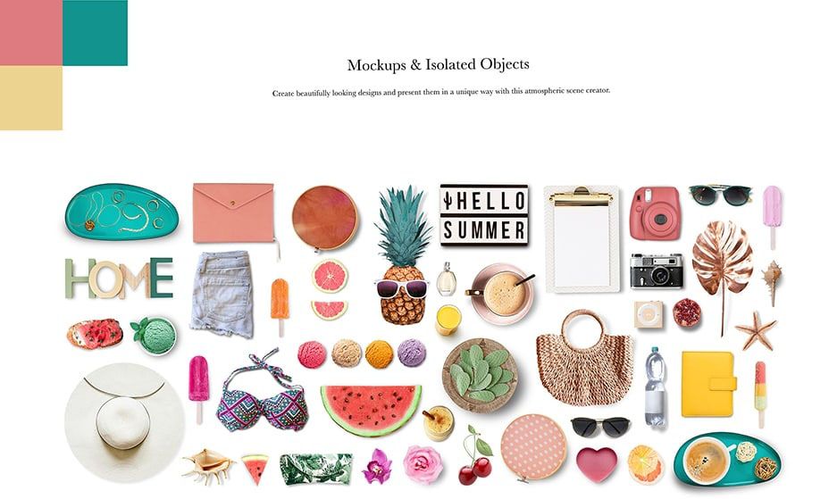 大气生活美食食材果蔬花卉电器预制模型场景PS模板贴图样机